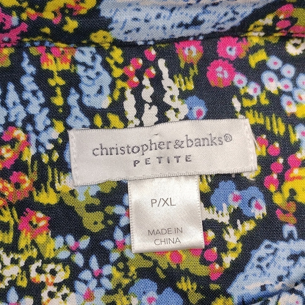 Christopher & Banks Multicolor Floral Top Size Petite XL - Picture 2 of 10